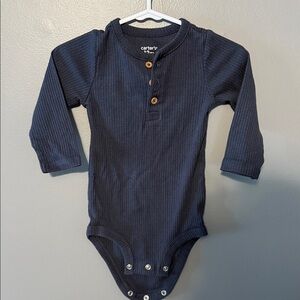 Carter's Dark Blue Ribbed Long Sleeve Bodysuit